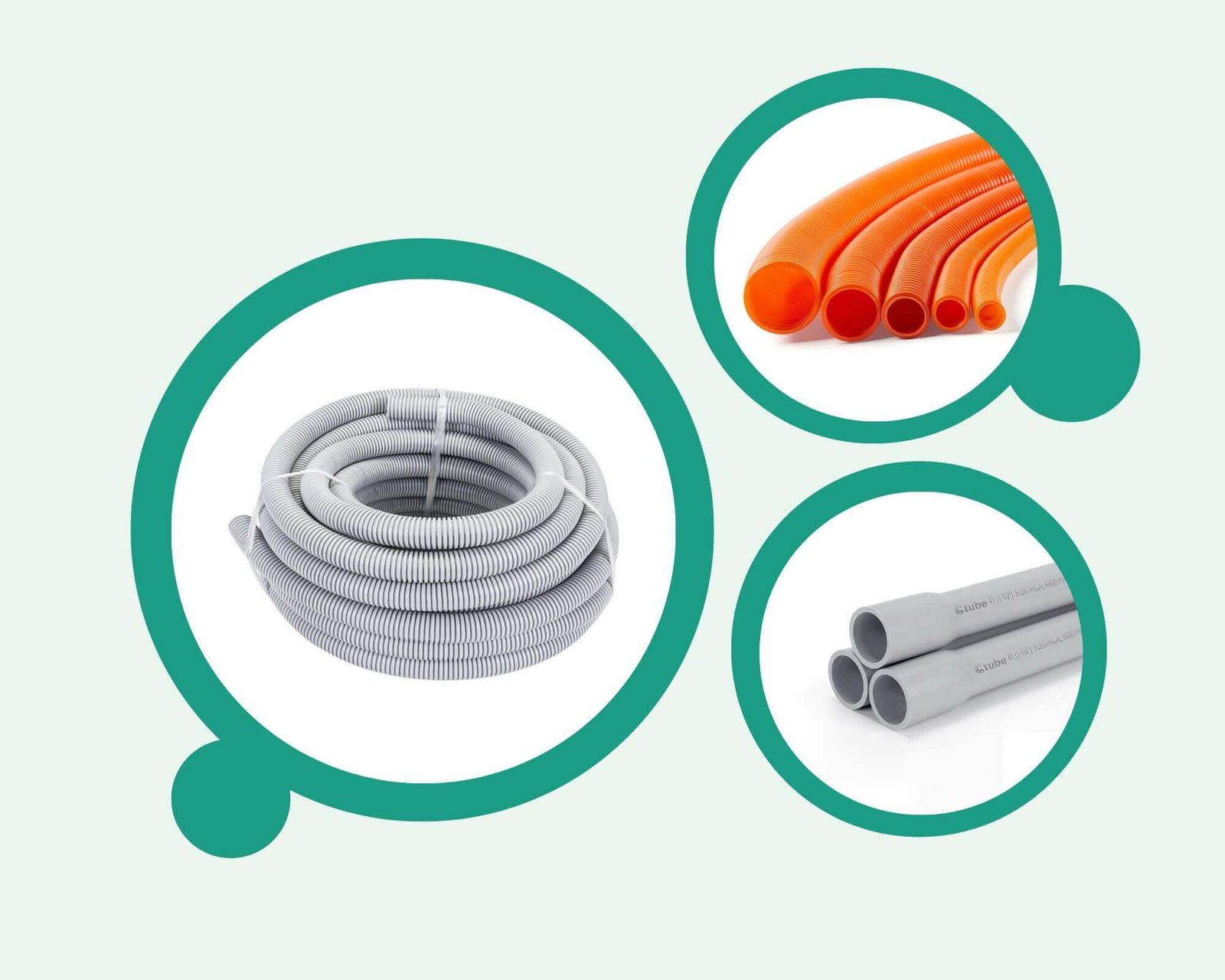 Rigid conduit  flexible conduit orange and gray